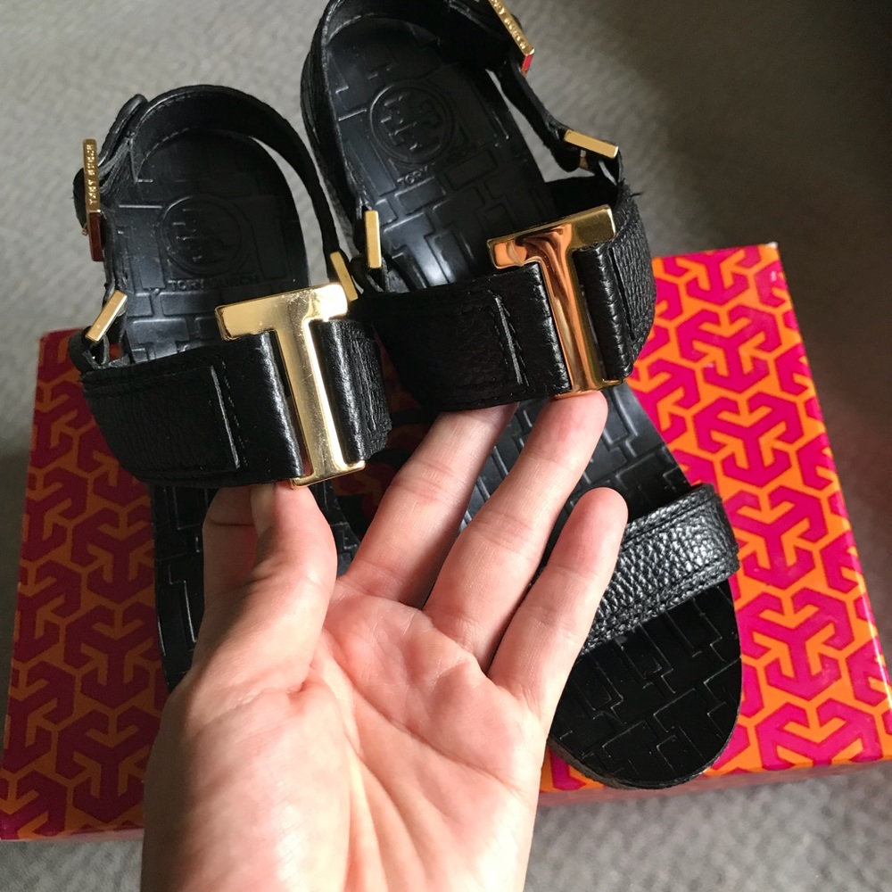 Gorgeous Tory Burch black platforms wedges EUC! - Picture 2 of 6